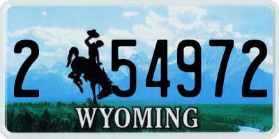 WY license plate 254972