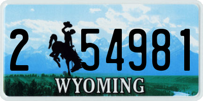 WY license plate 254981