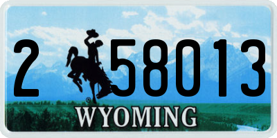 WY license plate 258013