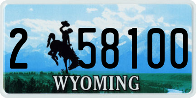 WY license plate 258100