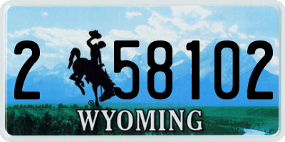 WY license plate 258102