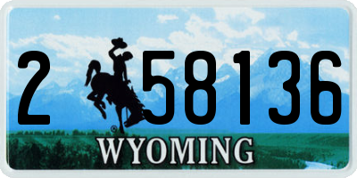 WY license plate 258136