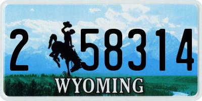 WY license plate 258314