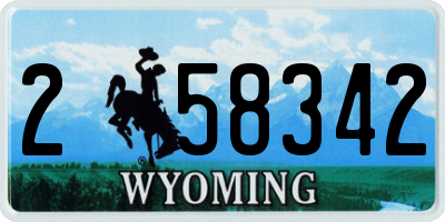 WY license plate 258342