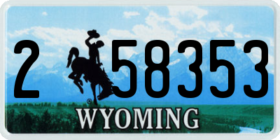 WY license plate 258353