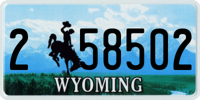 WY license plate 258502
