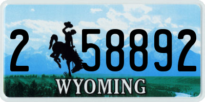 WY license plate 258892