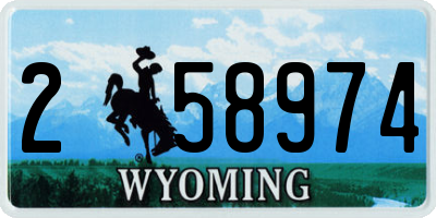 WY license plate 258974