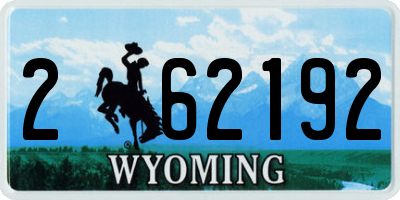 WY license plate 262192