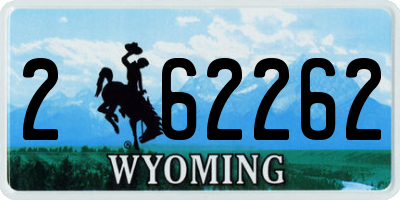 WY license plate 262262