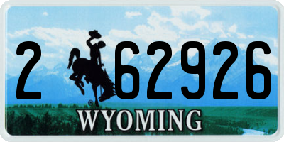 WY license plate 262926