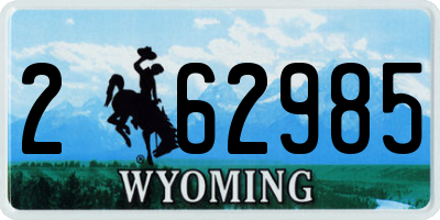 WY license plate 262985