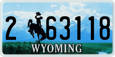 WY license plate 263118