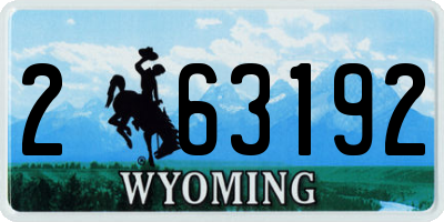 WY license plate 263192