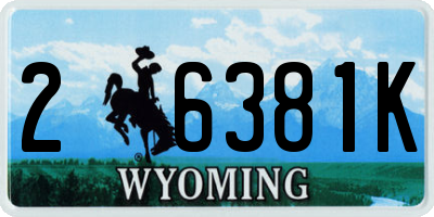 WY license plate 26381K