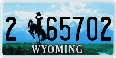 WY license plate 265702