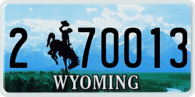 WY license plate 270013