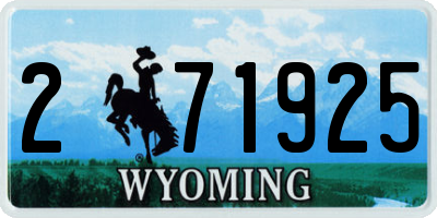 WY license plate 271925