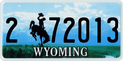 WY license plate 272013