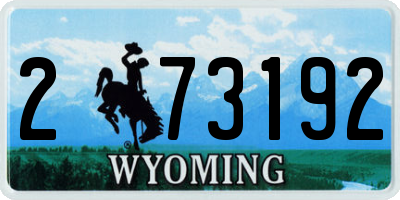 WY license plate 273192