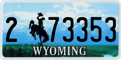 WY license plate 273353