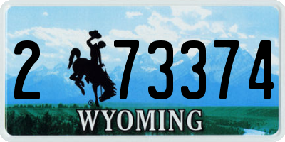WY license plate 273374