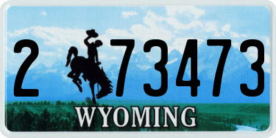 WY license plate 273473