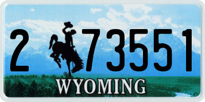 WY license plate 273551