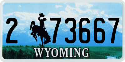 WY license plate 273667