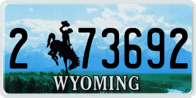 WY license plate 273692