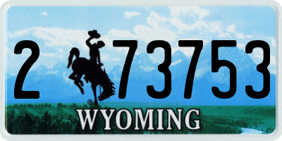 WY license plate 273753