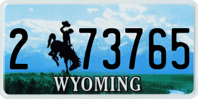 WY license plate 273765