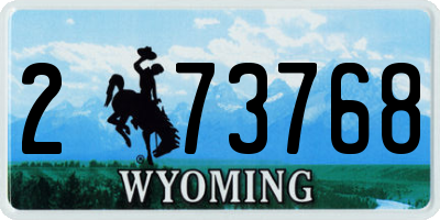 WY license plate 273768