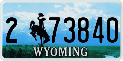 WY license plate 273840