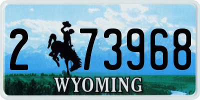 WY license plate 273968