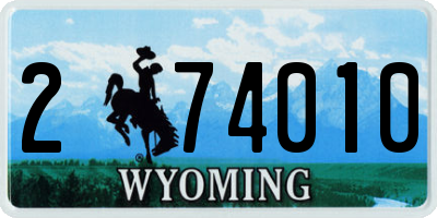 WY license plate 274010