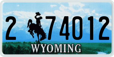 WY license plate 274012