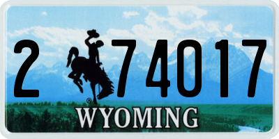 WY license plate 274017