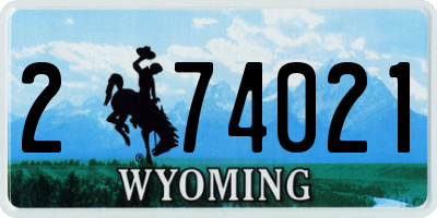 WY license plate 274021