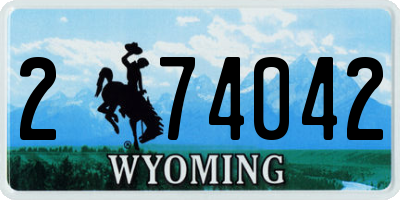 WY license plate 274042