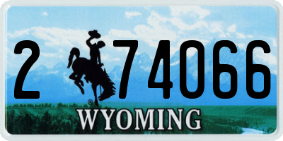 WY license plate 274066