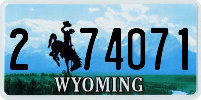 WY license plate 274071
