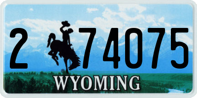 WY license plate 274075