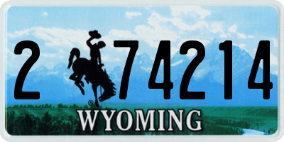 WY license plate 274214