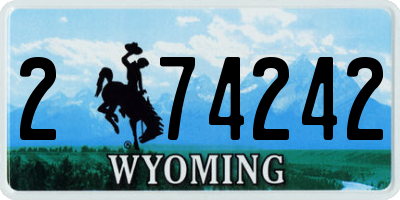 WY license plate 274242