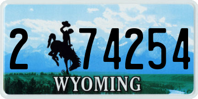 WY license plate 274254