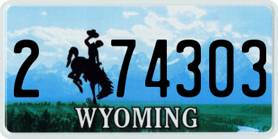 WY license plate 274303
