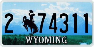 WY license plate 274311