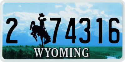 WY license plate 274316