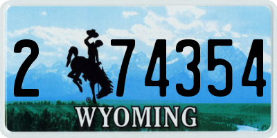 WY license plate 274354